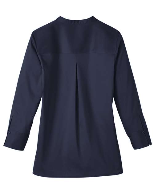 Women's Crown Collection® Stretch Broadcloth Three-Quarter Sleeve Blouse - Navy Back