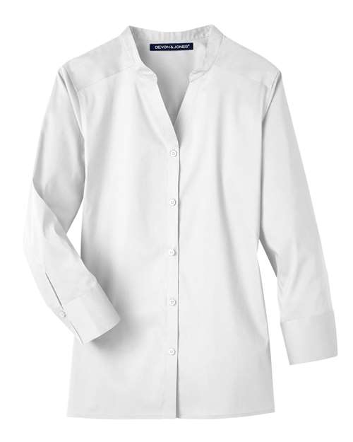 Women's Crown Collection® Stretch Broadcloth Three-Quarter Sleeve Blouse - White Front