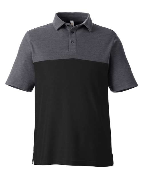 Men's Fusion ChromaSoft™ Colorblock Polo - Black/ Carbon Heather Front