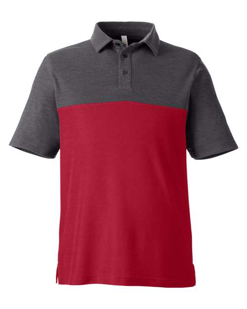 Men's Fusion ChromaSoft™ Colorblock Polo - Classic Red/ Carbon Heather Front