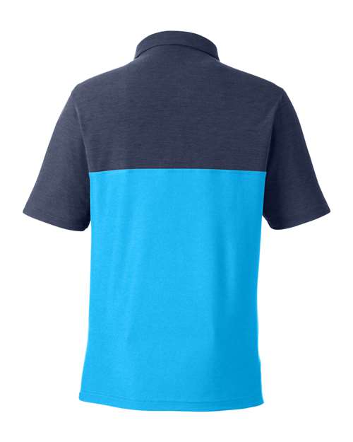 Men's Fusion ChromaSoft™ Colorblock Polo - Electric Blue/ Classic Navy Heather Back
