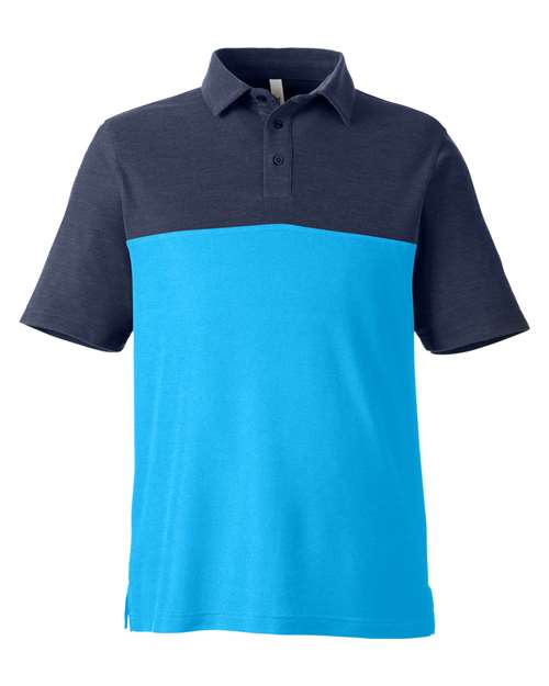 Men's Fusion ChromaSoft™ Colorblock Polo - Electric Blue/ Classic Navy Heather Front