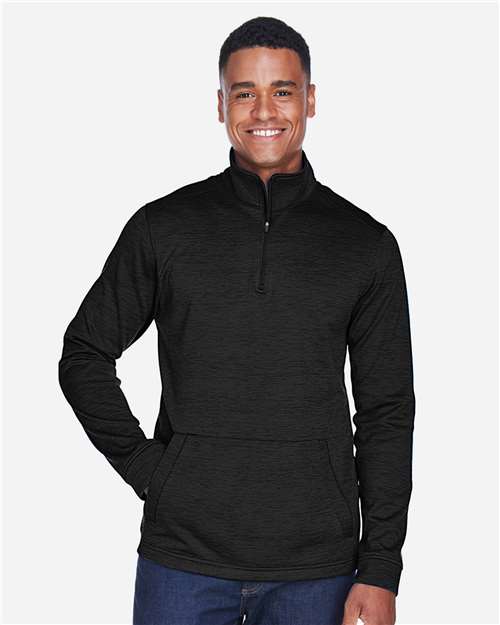 Devon & Jones Men's Newbury Mélange Fleece Quarter-Zip Pullover - Model Front