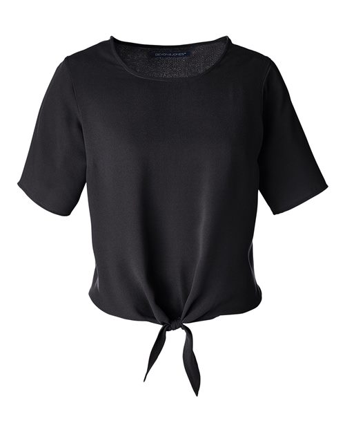 Women's Perfect Fit™ Tie Front Blouse - Black Front