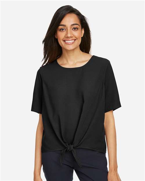 Devon & Jones Women's Perfect Fit™ Tie Front Blouse - Model Front
