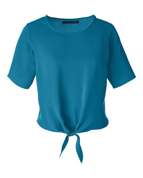 Women's Perfect Fit™ Tie Front Blouse - Dark Teal Front