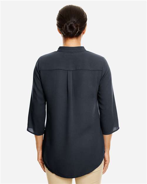 Women's Perfect Fit™  Three-Quarter Sleeve Crepe Tunic - Black Back