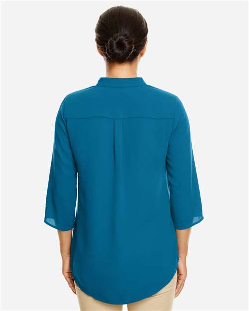 Women's Perfect Fit™  Three-Quarter Sleeve Crepe Tunic - Dark Teal Back