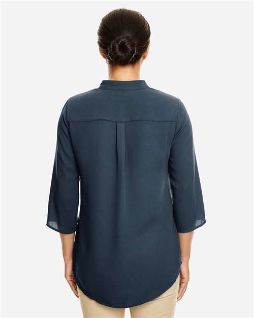 Women's Perfect Fit™  Three-Quarter Sleeve Crepe Tunic - Navy Back