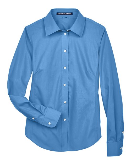 Women's Crown Collection® Broadcloth Woven Dress Shirt - French Blue Front