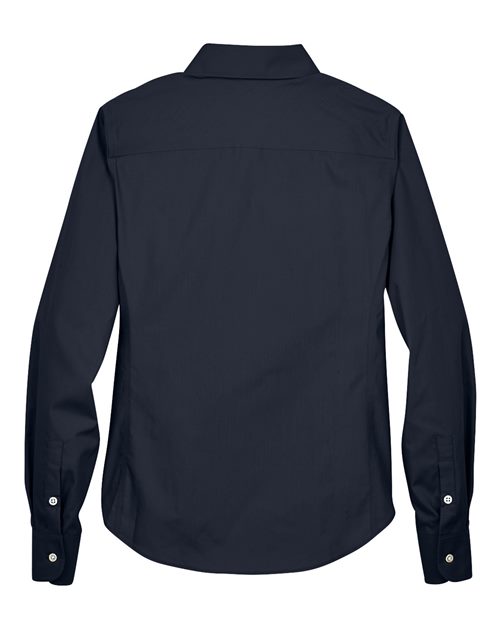Women's Crown Collection® Broadcloth Woven Dress Shirt - Navy Back