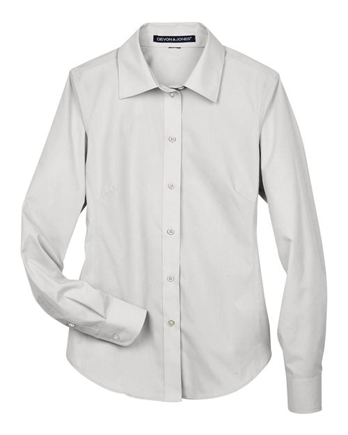 Women's Crown Collection® Broadcloth Woven Dress Shirt - Silver Front