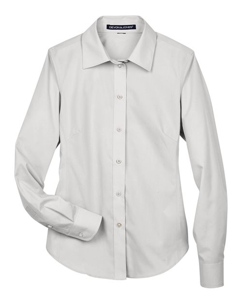 Devon & Jones Women's Crown Collection® Broadcloth Woven Dress Shirt - Silver Front
