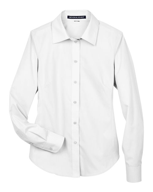 Women's Crown Collection® Broadcloth Woven Dress Shirt - White Front