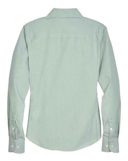 Women's Crown Collection® Banker Stripe Woven Dress Shirt - Dill Back