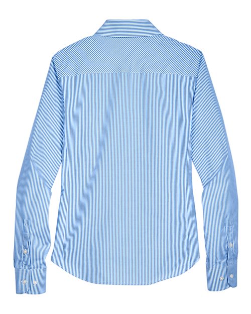 Women's Crown Collection® Banker Stripe Woven Dress Shirt - French Blue Back