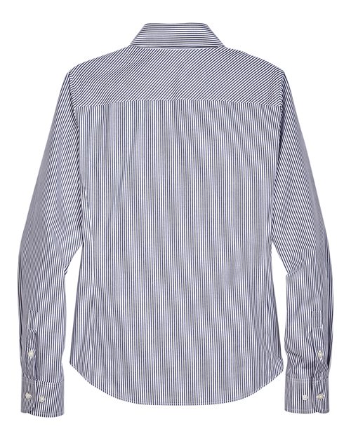 Women's Crown Collection® Banker Stripe Woven Dress Shirt - Navy Back
