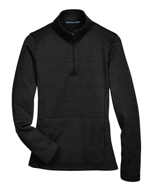 Women's Newbury Mélange Fleece Quarter-Zip Pullover - Black Heather Front