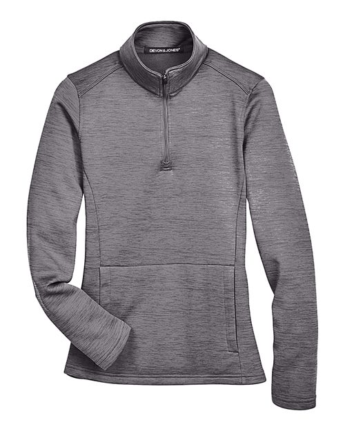 Devon & Jones Women's Newbury Mélange Fleece Quarter-Zip Pullover - Dark Grey Heather Front