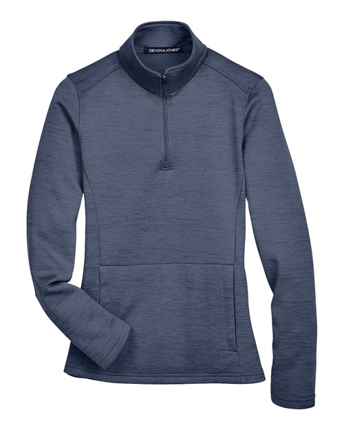 Women's Newbury Mélange Fleece Quarter-Zip Pullover - Navy Heather Front