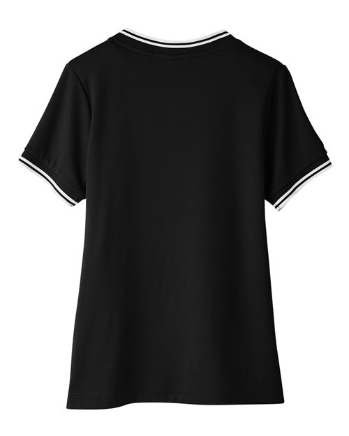 Women's CrownLux Performance® Plaited Tipped V-Neck Shirt - Black/ White Back
