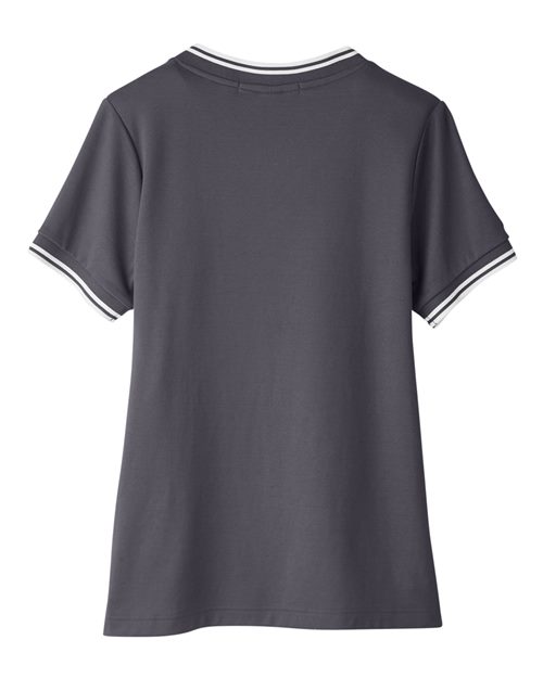 Women's CrownLux Performance® Plaited Tipped V-Neck Shirt - Graphite/ White Back
