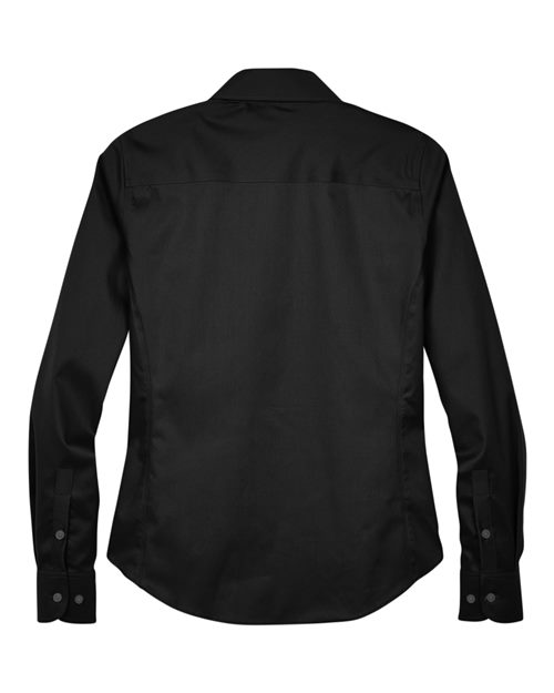 Women's Crown Collection® Solid Stretch Twill Woven Dress Shirt - Black Back