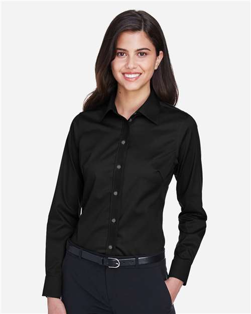 Devon & Jones Women's Crown Collection® Solid Stretch Twill Woven Dress Shirt - Model Front