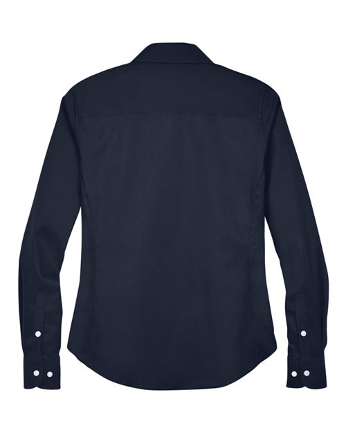 Women's Crown Collection® Solid Stretch Twill Woven Dress Shirt - Navy Back