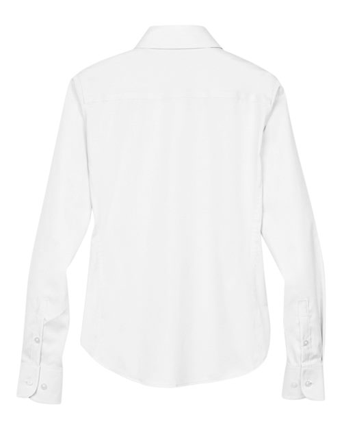 Women's Crown Collection® Solid Stretch Twill Woven Dress Shirt - White Back