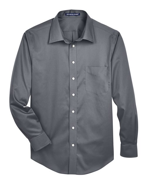 Men's Tall Crown Collection® Solid Stretch Twill Woven Dress Shirt - Graphite Front
