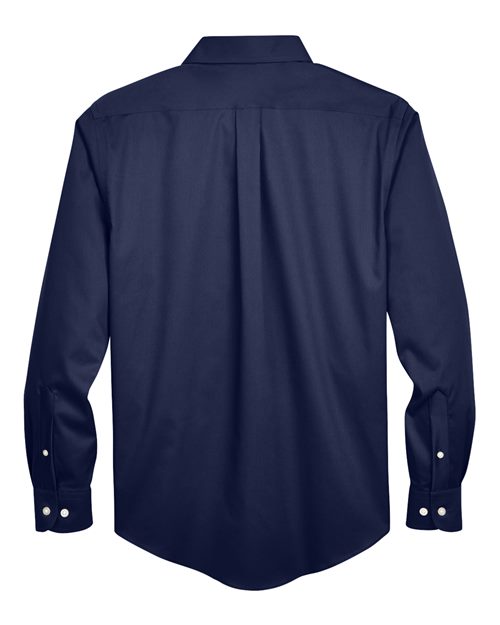 Men's Tall Crown Collection® Solid Stretch Twill Woven Dress Shirt - Navy Back