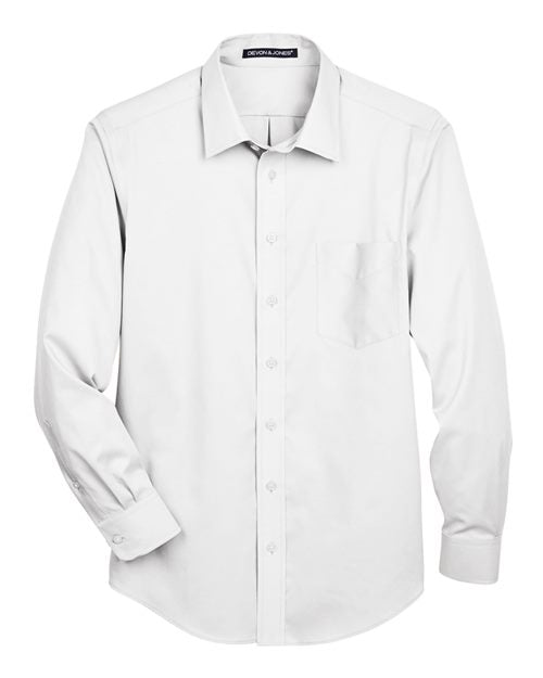 Devon & Jones Men's Tall Crown Collection® Solid Stretch Twill Woven Dress Shirt - White Front