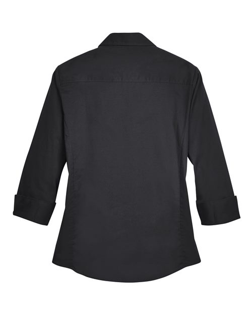 Women's Perfect Fit™ Three-Quarter Sleeve Stretch Poplin Dress Shirt - Black Back