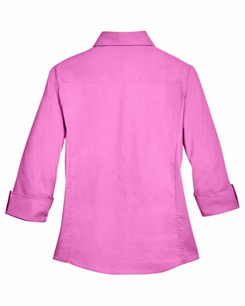 Women's Perfect Fit™ Three-Quarter Sleeve Stretch Poplin Dress Shirt - Charity Pink Back