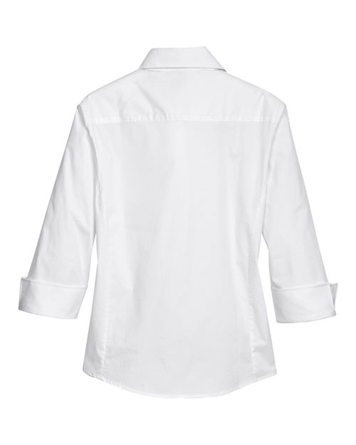 Women's Perfect Fit™ Three-Quarter Sleeve Stretch Poplin Dress Shirt - White Back