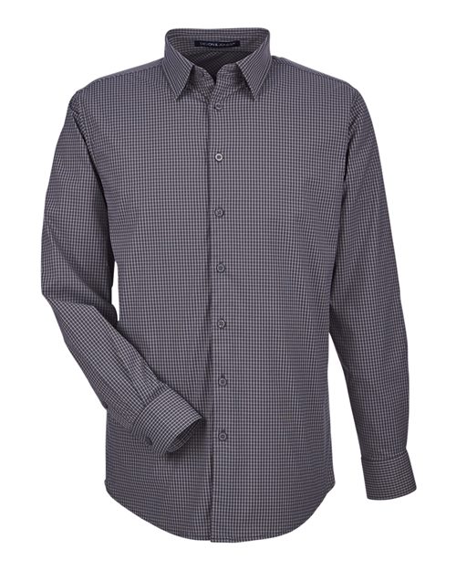 Men's CrownLux Performance® Tonal Mini Check Woven Dress Shirt - Carbon Front