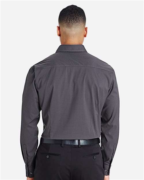 Men's CrownLux Performance® Tonal Mini Check Woven Dress Shirt - Carbon Back
