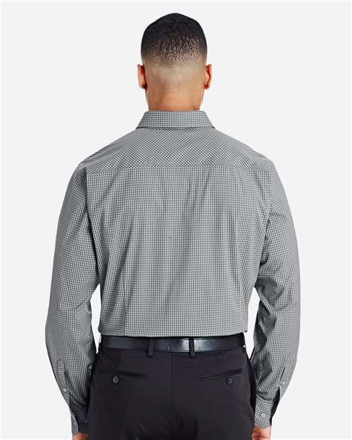 Men's CrownLux Performance® Tonal Mini Check Woven Dress Shirt - Graphite Back