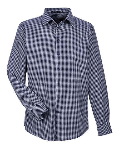 Men's CrownLux Performance® Tonal Mini Check Woven Dress Shirt - Navy Front