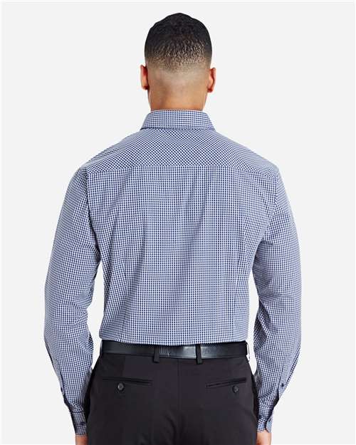 Men's CrownLux Performance® Tonal Mini Check Woven Dress Shirt - Navy Back