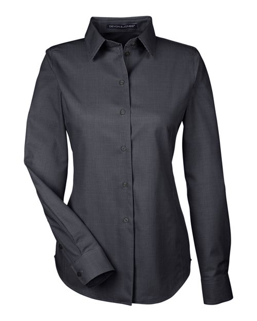 Women's Crown Collection® Royal Dobby Woven Dress Shirt - Black Front