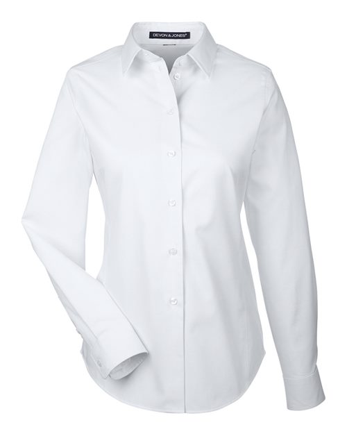 Women's Crown Collection® Royal Dobby Woven Dress Shirt - White Front