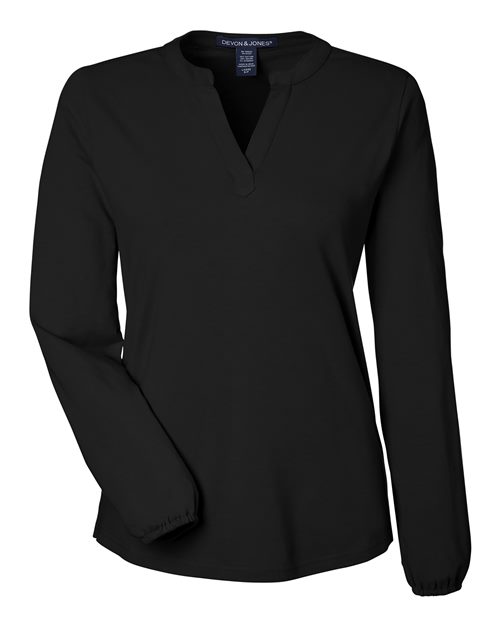 Women's Raleigh Half-Placket Knit Top - Black Front
