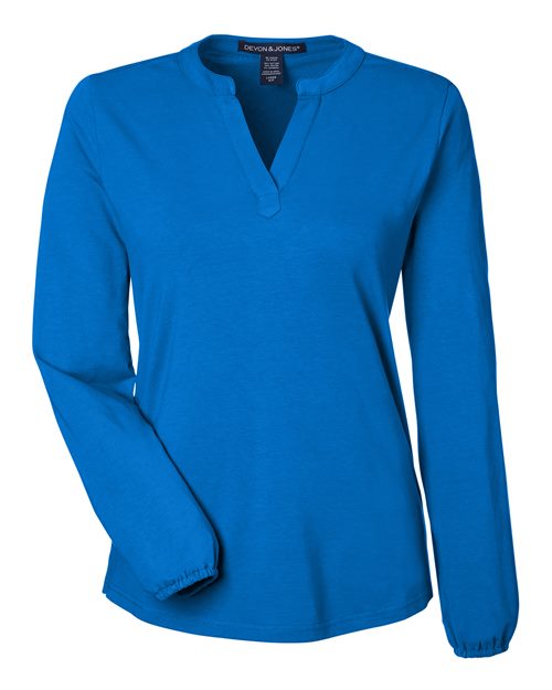 Women's Raleigh Half-Placket Knit Top - French Blue Front