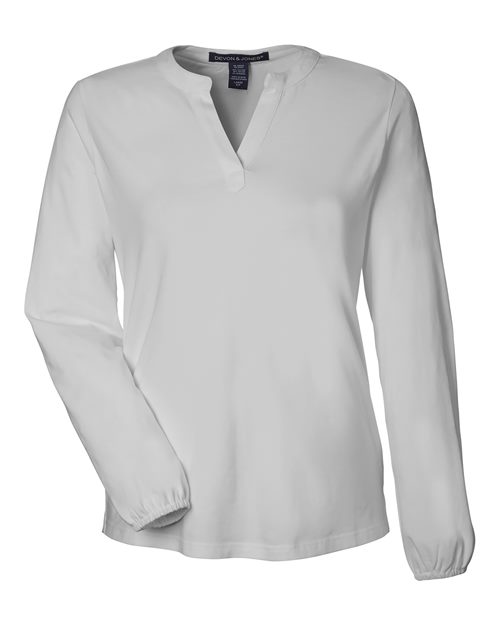 Women's Raleigh Half-Placket Knit Top - Grey Front