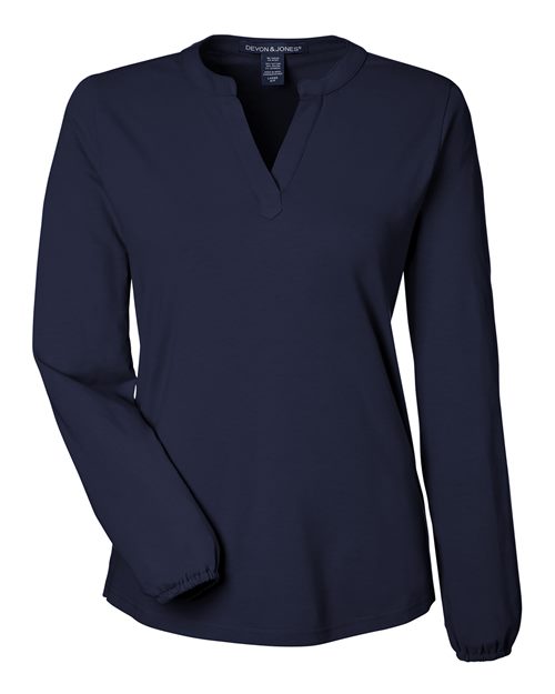 Women's Raleigh Half-Placket Knit Top - Navy Front