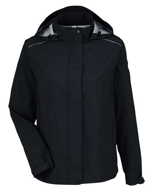 Women's Packable Rain Jacket - Black Front