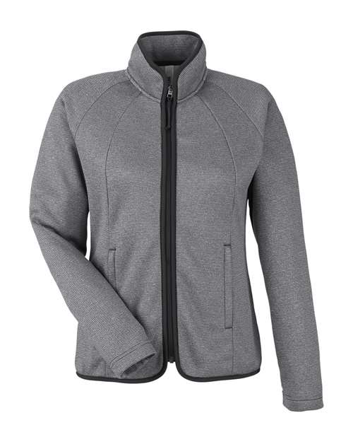 Women's Venture Heathered Stripe Full-Zip Jacket - Black/ White Front