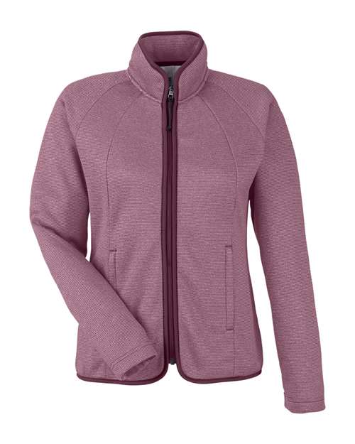 Women's Venture Heathered Stripe Full-Zip Jacket - Burgundy/ White Front
